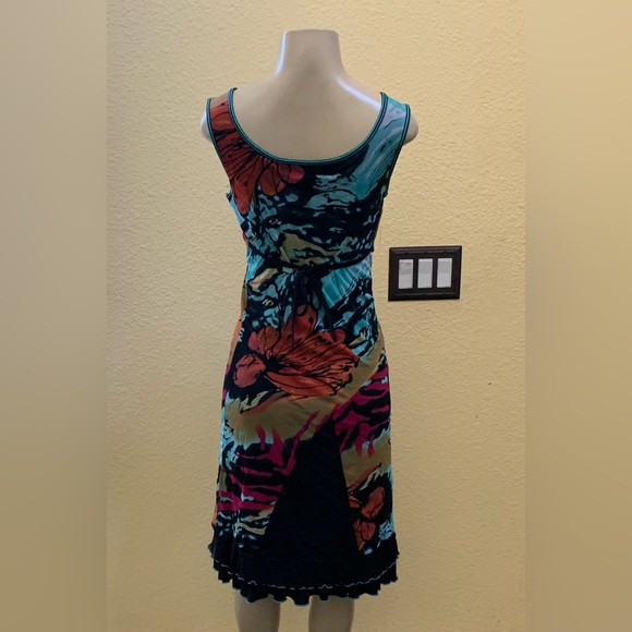 São Paulo Size 6 Sleeveless Multicolor Tie-Waist Sheath Dress - Picture 6 of 12